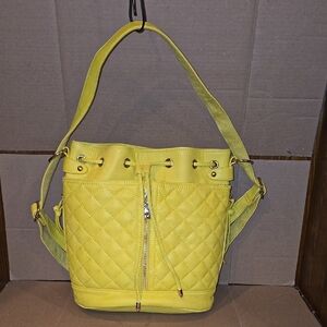 Steve Madden Yellow Quilted Shoulder Bag with Silver Hardware